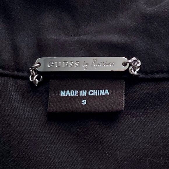 Womens Guess by Marciano Biker Jacket Full Zip Cropped Black Silver Size Small - Picture 6 of 6